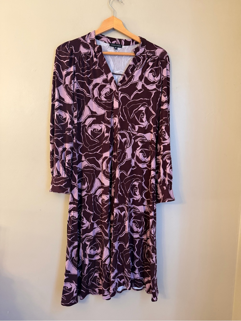 Universal Standard Long sleeve V Neck Shift Dress Dress Size 4xs (xs) Maroon